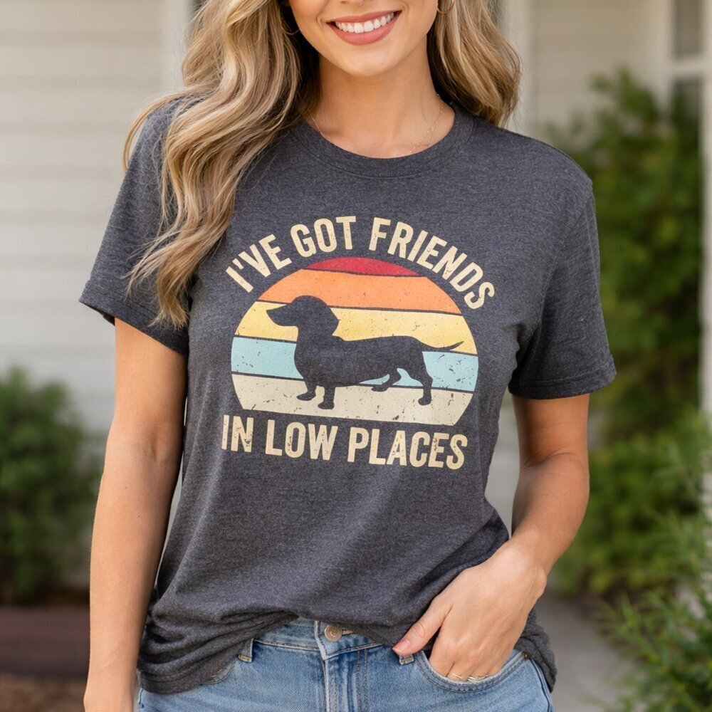 Dachshund “Friends in Low Places” Graphic Tee NWT
